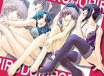  barefoot blue_hair bra braid breasts chidori_kaname embarrassed everyone full_metal_panic! garters lace large_breasts lingerie long_legs medium_breasts melissa_mao multiple_girls nipples panties sitting soyosoyo teletha_testarossa thighhighs underwear underwear_only zoom_layer 