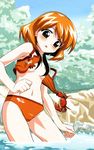  absurdres andou_minawa artist_request beach bikini crab crustacean day flat_chest highres mahoromatic outdoors short_hair solo swimsuit topless wardrobe_malfunction 