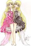  braid chobits conjoined dress long_hair multi_head 