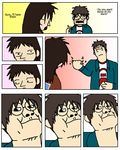  artist_request black_hair brown_hair card_crusher closed_eyes closed_mouth glasses itou_kaiji kaiji looking_at_viewer mamoru_andou meme multiple_boys nostrils rimless_eyewear smile troll_face upper_body 
