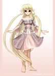  barefoot blonde_hair chii chobits dress lace long_hair persocom red_eyes 