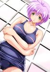  green_eyes one-piece_swimsuit purple_hair purple_school_swimsuit school_swimsuit shiruko solo swimsuit tokimeki_memorial tokimeki_memorial_2 wet yae_kaori 