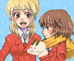  artist_request hidamari_sketch lowres miyako multiple_girls oekaki scarf snow_bunny yuno 