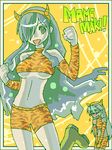  animal_print artist_request blue_oni blue_skin copyright_request demon_girl horns lowres multiple_girls oekaki oni tiger_print 