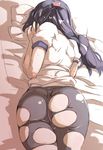  asakura_ryouko ass bed half_updo huge_ass lying pantyhose pillow solo suzumiya_haruhi_no_yuuutsu tokyo_(great_akuta) top-down_bottom-up torn_clothes wedgie 