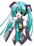  detached_sleeves green_eyes green_hair hatsune_miku long_hair lowres oumi_neneha solo traditional_media twintails vocaloid 