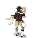  1girl anemone_(eureka_seven) artist_request barefoot carrying dominic_sorel eureka_seven eureka_seven_(series) gulliver long_hair pink_hair princess_carry 