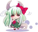  chibi ex-keine horn_ribbon horns kamishirasawa_keine long_hair lowres ribbon solo touhou usoneko 