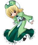  belt beret blonde_hair dress green_dress hat kei_(fortune) long_hair long_sleeves lyrical_nanoha mahou_shoujo_lyrical_nanoha mahou_shoujo_lyrical_nanoha_a's red_eyes shamal simple_background solo standing white_background 