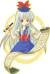  calligraphy_brush kamishirasawa_keine long_hair michii_yuuki paintbrush red_eyes scroll solo touhou 