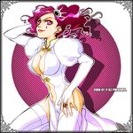  arrancar bleach breasts cirucci_sanderwicci cleavage covered_nipples dress facial_mark jewelry large_breasts lipstick lowres makeup oz_(invivi) purple_eyes purple_hair ring short_twintails solo thighhighs twintails 