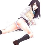  ass copyright_request kneehighs nyaou panties school_uniform serafuku skirt socks solo sweater_vest underwear vest 