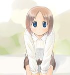  blue_eyes brown_hair ikeda_jun_(mizutamari) original short_hair shorts solo 