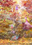  art_brush autumn efira fairy highres leaf multiple_girls nature original paintbrush painting palette scenery 