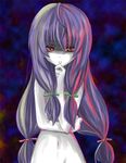  miwa_maku nude open_mouth pale_skin patchouli_knowledge purple_hair red_eyes ribbon solo touhou 