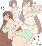  ass bent_over blue_panties blush bra breasts brown_hair closed_eyes curvy green_bra green_panties heterochromia huge_ass large_breasts lingerie long_hair looking_back midriff multiple_girls navel non-web_source panties plump rozen_maiden short_hair siblings sisters souseiseki standing suiseiseki tank_top thick_thighs thighs twins underwear underwear_only 