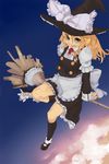  blonde_hair broom broom_riding fgz flying from_above kirisame_marisa sidesaddle solo touhou 