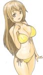  bikini front-tie_top ikara minami-ke minami_haruka side-tie_bikini solo swimsuit yellow_bikini 