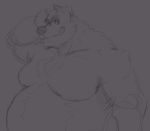  anthro belly big_belly canid canine canis fur grey_background greyscale grin hand_behind_head khronosz male mammal monochrome moobs musclegut muscular muscular_male nude obese obese_male open_mouth open_smile overweight overweight_male simple_background sketch smile solo teeth wolf 