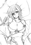  breasts cleavage final_fantasy final_fantasy_iv greyscale large_breasts monochrome rydia sketch solo thighhighs yasakani_an 