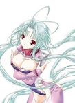 artist_request breasts cleavage dears green_hair jpeg_artifacts large_breasts red_eyes ren_(dears) solo 