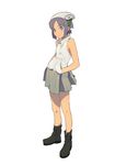  blue_eyes blue_hair bob_cut hat original pleated_skirt ryo_chimo shirt short_hair simple_background skirt sleeveless sleeveless_shirt solo 