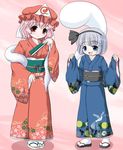  alternate_costume hat japanese_clothes konpaku_youmu konpaku_youmu_(ghost) multiple_girls riku_(rikkuru) saigyouji_yuyuko touhou 