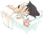 animal_ears artist_request bed black_hair cat_ears copyright_request lowres pillow sleeping solo tail 