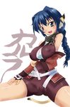  animal_ears braid breasts cameltoe cat_ears collar covered_nipples fang imazon karura_(utawareru_mono) large_breasts lion_ears metal_collar solo tail translated utawareru_mono 