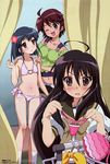  absurdres aizawa_sumie bikini black_hair blush comp_h's flat_chest highres konoe_fumina midriff multiple_girls ogata_matake school_uniform shakugan_no_shana shana swimsuit thong_bikini 