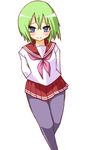  green_hair hane_(hanegoya) iwasaki_minami lucky_star pantyhose pink_neckwear ryouou_school_uniform school_uniform serafuku solo 