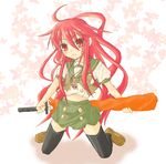  alastor_(shakugan_no_shana) jewelry jhonwalker pendant red_eyes red_hair school_uniform shakugan_no_shana shana thighhighs 