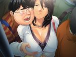  black_hair breast_grab breasts chikan_ganbou cleavage densha fat fat_man grabbing grope groping jewelry large_breasts milf molestation necklace oda_non otaku public train train_interior 