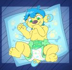  anthro baby canine cuddlehooves diaper dog lying male mammal on_back solo spiral_eyes young 