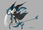  black_wings death_(entity) horns okamaru_shikhi original scythe shinigami skull solo wings 