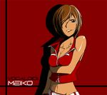  belt breast_hold breasts cleavage fue_(rhomphair) hair_over_one_eye large_breasts meiko midriff solo vocaloid 