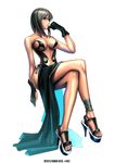  anklet blue_eyes breasts crossed_legs dress gloves high_heels jewelry large_breasts legs long_legs original ryu_(ryu's_former_site) shoes silver_hair sitting slender solo 