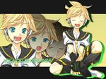  :d closed_eyes full_body indian_style kagamine_len letterboxed looking_at_viewer male_focus multiple_views neckerchief open_mouth sailor_collar setins shirt short_sleeves shorts sitting smile spread_legs vocaloid white_shirt 