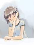  arm_support brown_hair closed_eyes hairband ikeda_jun_(mizutamari) original short_hair sleeping solo 