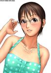  1girl animegirls brown_eyes brown_hair bust collarbone glasses jewelry lips necklace rfu ryu_(artist) ryu_(ryu's_former_site) short_hair simple_background solo upper_body 