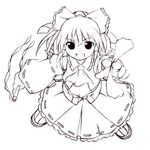  bangs fukaiton greyscale hakurei_reimu lowres monochrome solo touhou 