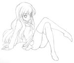  feet greyscale long_hair louise_francoise_le_blanc_de_la_valliere monochrome oryou school_uniform serafuku sketch solo thighhighs work_in_progress zero_no_tsukaima 