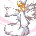  blonde_hair from_side fukaiton hat lily_white long_sleeves lowres profile sidelocks simple_background skirt solo touhou white_background white_skirt 