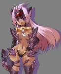  breasts cleavage cyborg dark_skin elbow_gloves gloves long_hair medium_breasts purple_eyes purple_hair solo t-elos thighhighs wide_hips xenosaga xenosaga_episode_iii yukimura_tsubame 