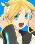  blonde_hair blue_eyes fingernails headset kagamine_len male_focus nail_polish solo umishima_senbon vocaloid yellow_nails 