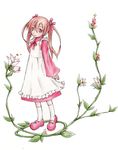  asahikawa_hiyori dress flower long_hair original pink_eyes pink_hair solo twintails 