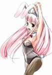 animal_ears bunny_ears bunny_girl bunnysuit copyright_request mishima_hiroji pantyhose pink_hair solo 