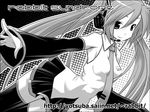 greyscale hatsune_miku hermmy long_hair monochrome solo twintails very_long_hair vocaloid 