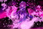  bug butterfly cis_(carcharias) hat insect pink saigyouji_yuyuko short_hair solo touhou tree wide_sleeves 