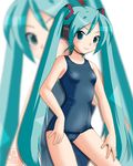  green_eyes green_hair hatsune_miku long_hair neopure one-piece_swimsuit school_swimsuit solo swimsuit twintails very_long_hair vocaloid 